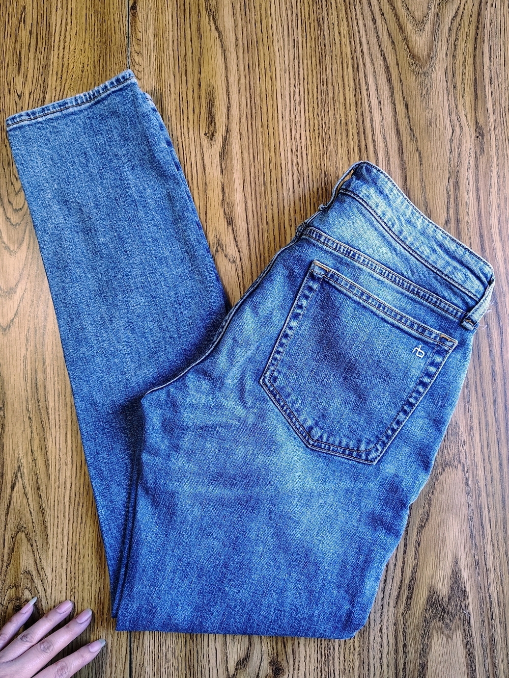 Rag & Bone Dre Low Rise Slim Boyfriend Jeans Women's Medium Blue River sz 26. - Picture 3 of 16